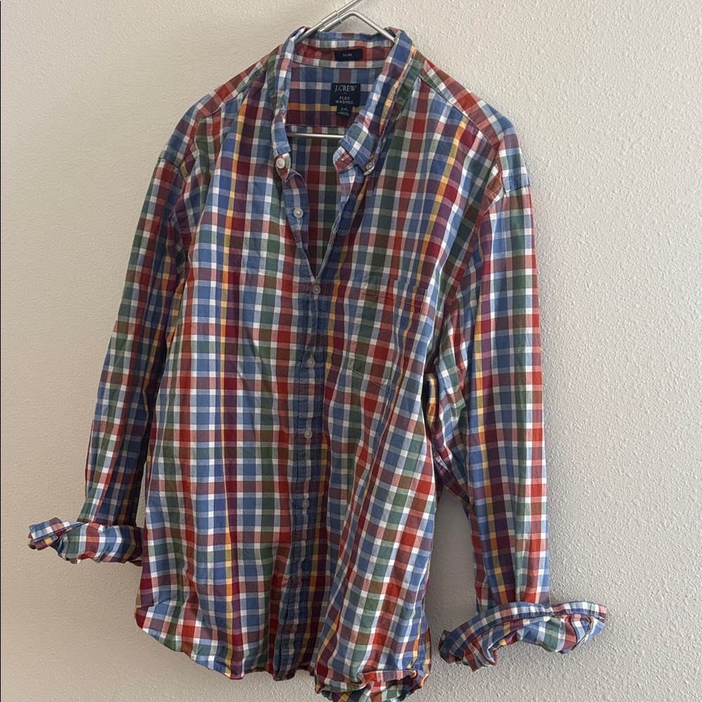 J. Crew Men’s Red, Blue, Green Plaid Button-Down Shirt